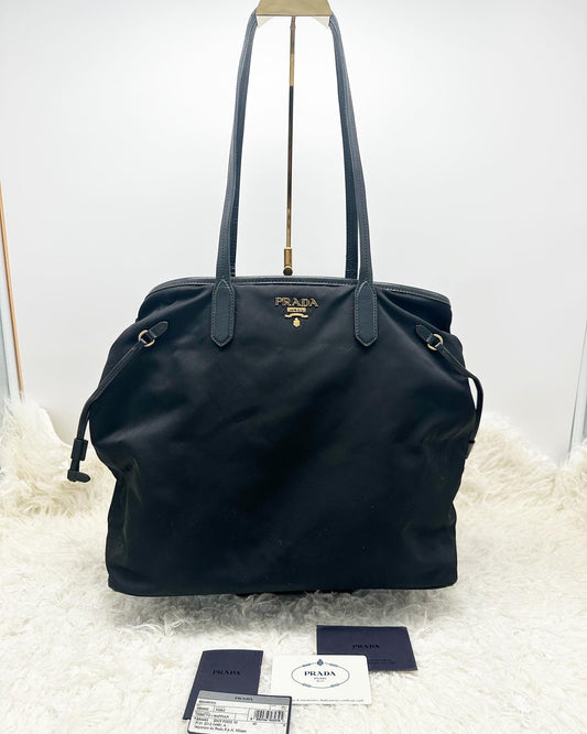 Prada Saffiano Lux-Trimmed Tessuto Tote