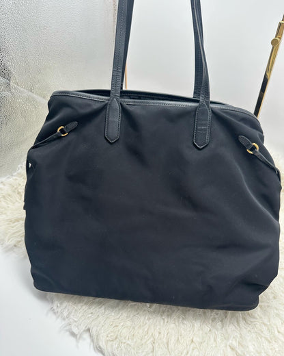 Prada Saffiano Lux-Trimmed Tessuto Tote