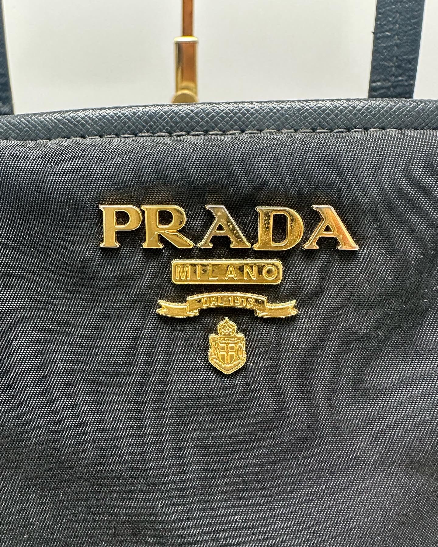 Prada Saffiano Lux-Trimmed Tessuto Tote