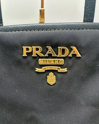 Prada Saffiano Lux-Trimmed Tessuto Tote