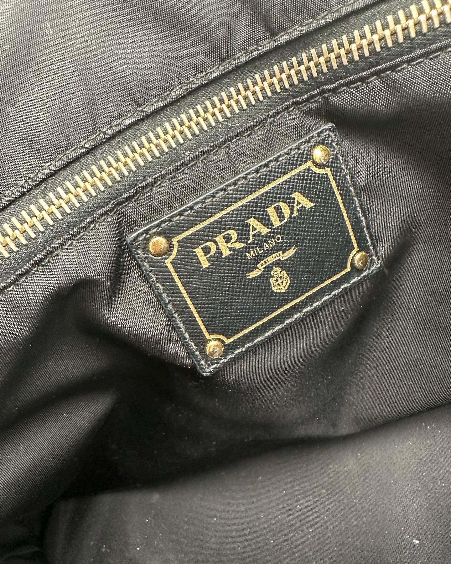 Prada Saffiano Lux-Trimmed Tessuto Tote